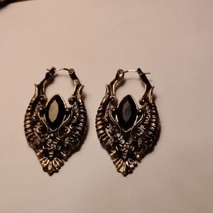 Restyle Gothic Gold And Black Earrings
